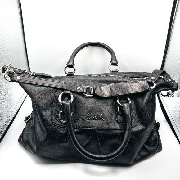 Coach Handbags - Coach Ashley Satchel Detachable Strap Leather Shoulder Bag Black